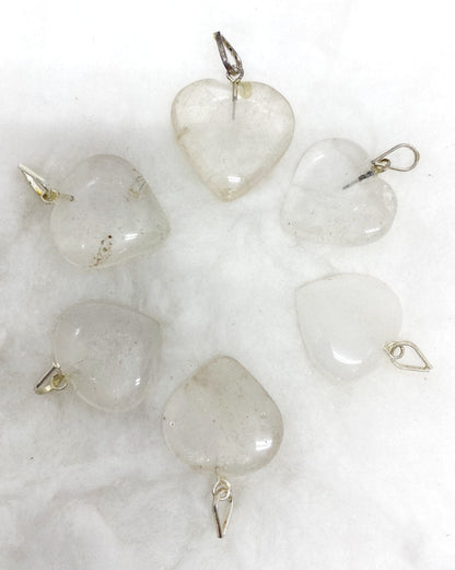 Crystal Quartz Flat Heart Pendant Stone Pendants  DestGlow