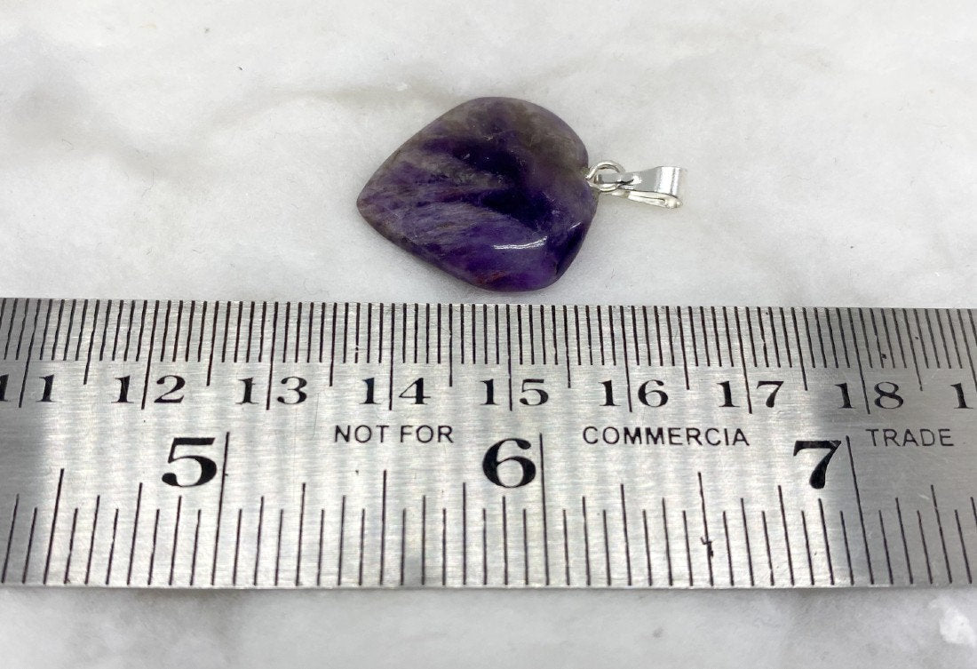 Amethyst Flat Heart Pendant Stone Pendants  DestGlow