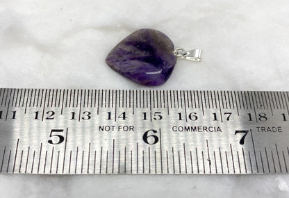 Amethyst Flat Heart Pendant Stone Pendants  DestGlow