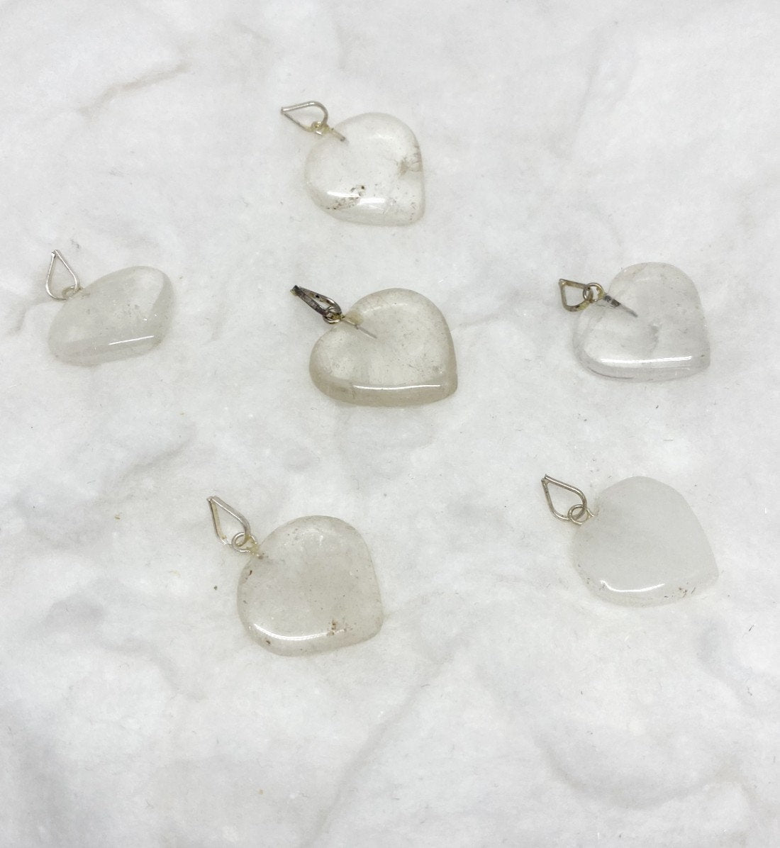 Crystal Quartz Flat Heart Pendant Stone Pendants  DestGlow