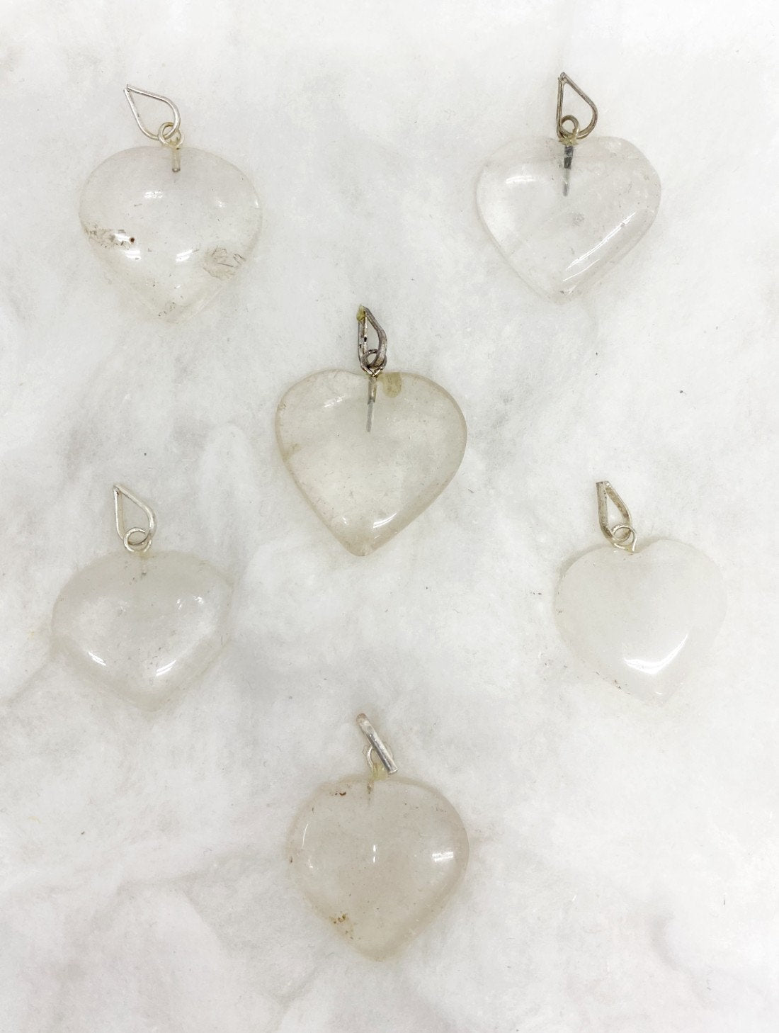 Crystal Quartz Flat Heart Pendant Stone Pendants  DestGlow