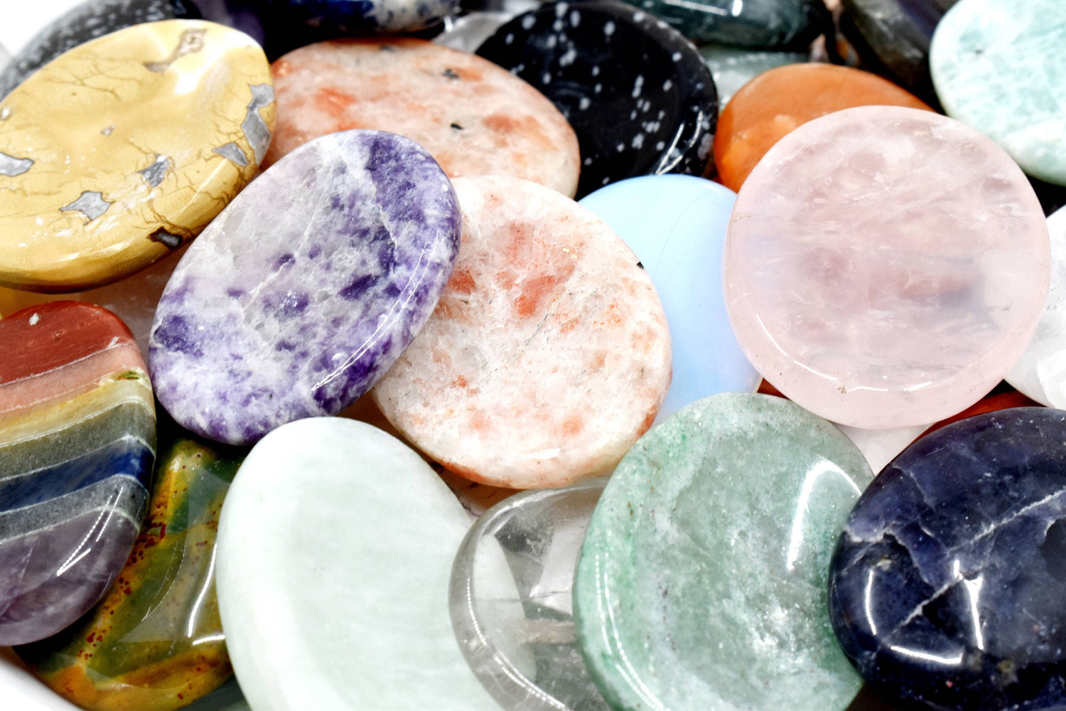 Mix 25pcs Bulk Worry Stones ,Wholesale Worry Stones, Bulk Pocket Palm Stones  DestGlow