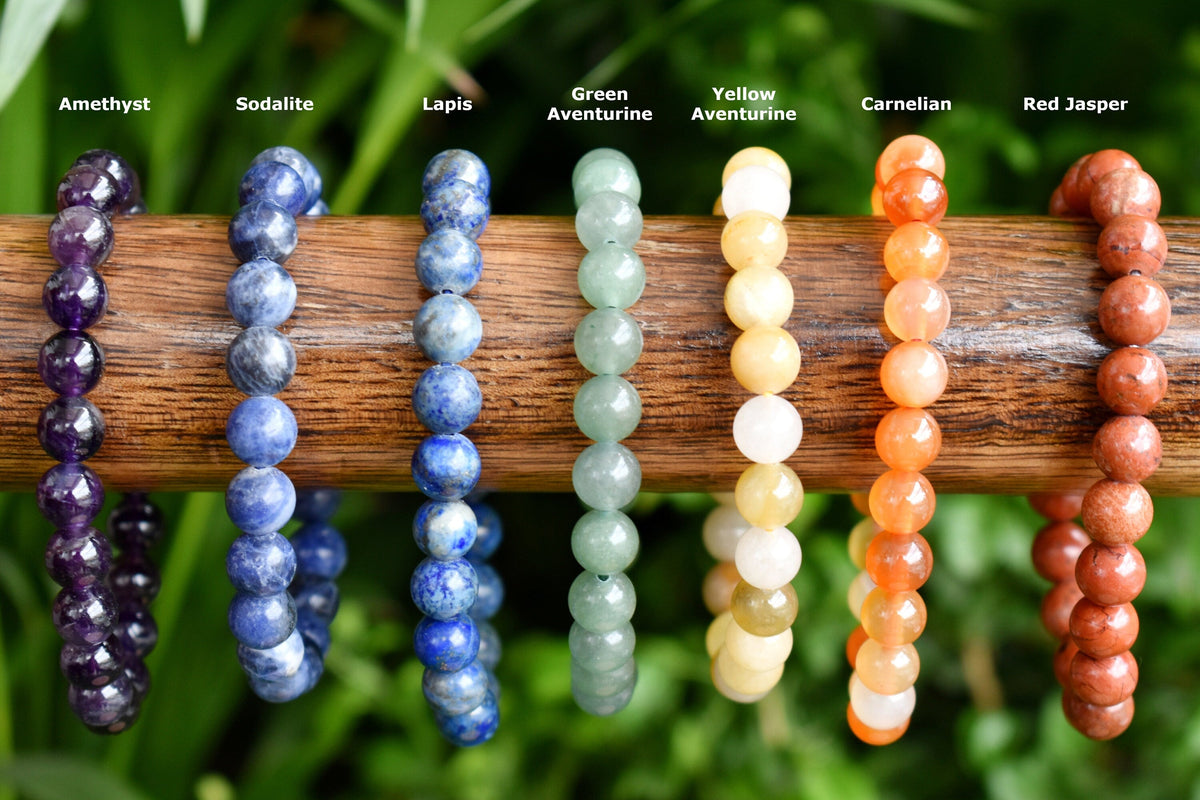 Dainty Natural Polished 8mm Round 7 Chakra Crystals Bracelet Set  DestGlow