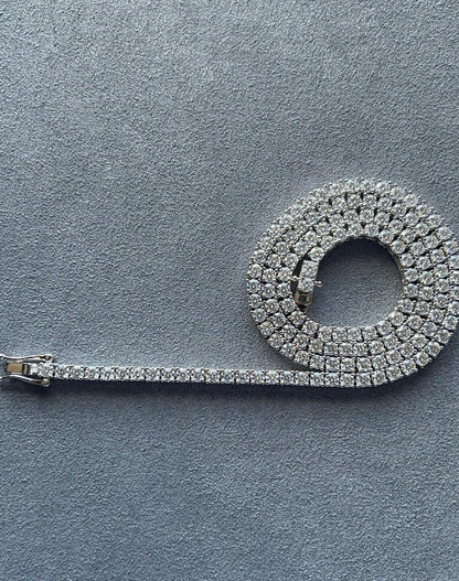 3MM Moissanite Tennis Necklace in Solid 925 Silver - DestGlow