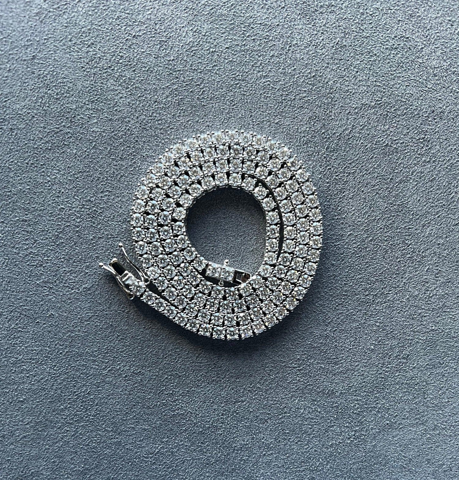 3MM Moissanite Tennis Necklace in Solid 925 Silver - DestGlow