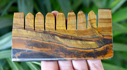 Natural Tiger Eye Crystal Combs, Scalp Massage Tool Stone Carved Crystal  DestGlow