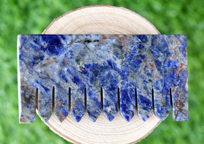Natural Sodalite Crystal Combs, Scalp Massage Tool Stone Carved Crystal  DestGlow