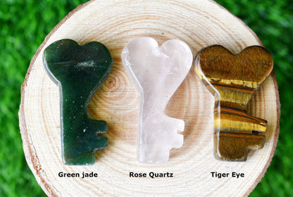 Polished Hand Carved Crystal Key, Gemstone Keys Home Decoration  DestGlow