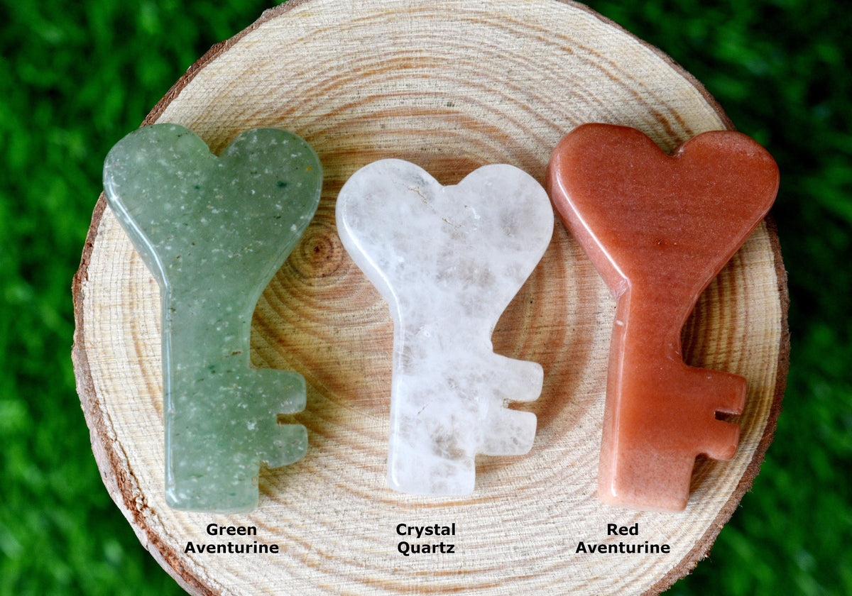 Polished Hand Carved Crystal Key, Gemstone Keys Home Decoration  DestGlow