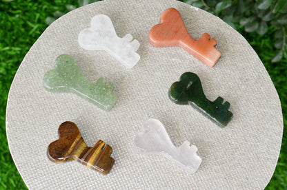 Polished Hand Carved Crystal Key, Gemstone Keys Home Decoration