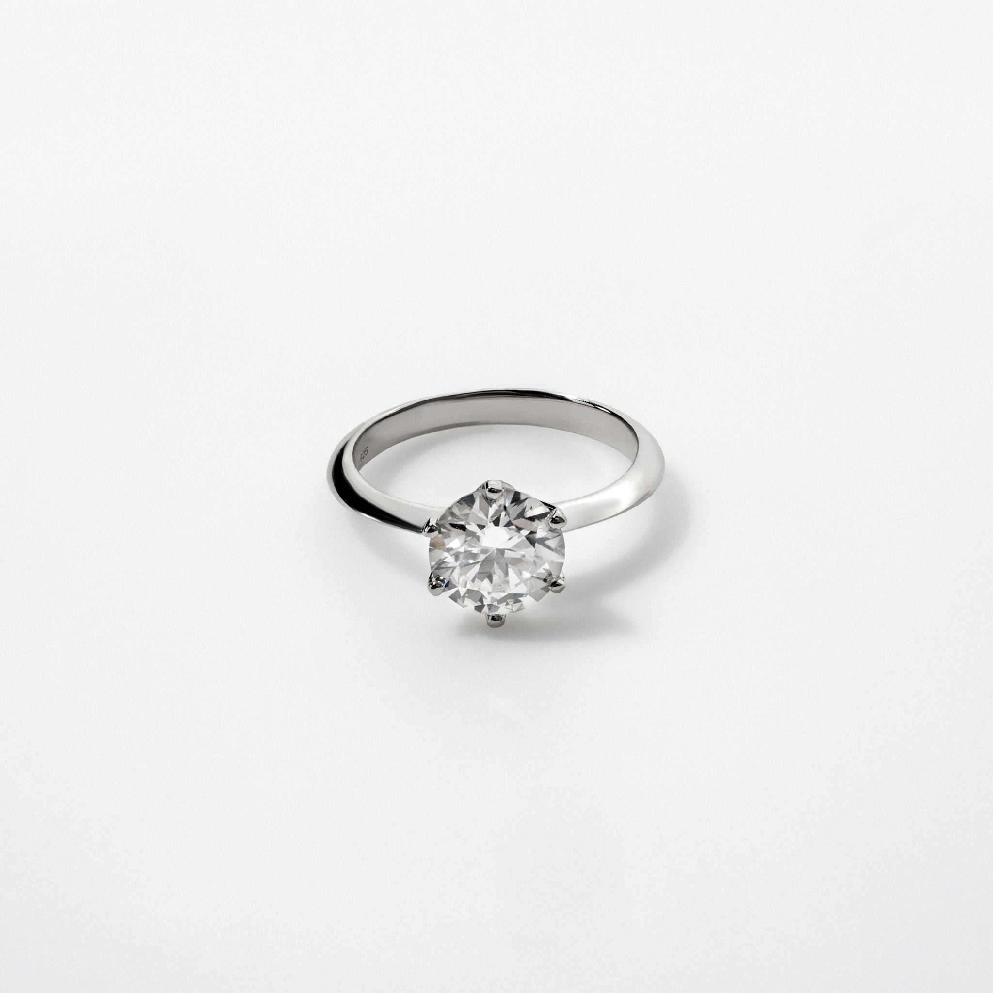 Moissanite 0.5-2 TCW Solitaire Engagement Ring - 925 Sterling Silver - DestGlow