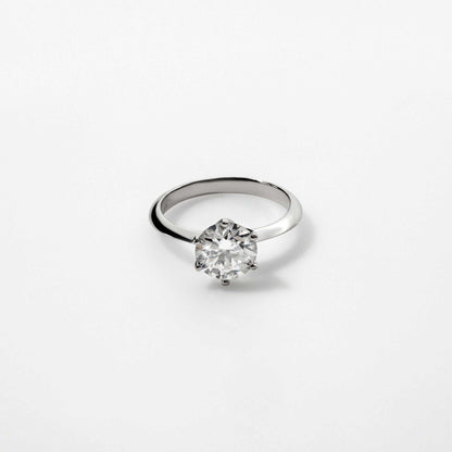 Moissanite 0.5-2 TCW Solitaire Engagement Ring - 925 Sterling Silver - DestGlow