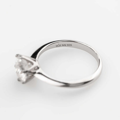 Moissanite 0.5-2 TCW Solitaire Engagement Ring - 925 Sterling Silver - DestGlow