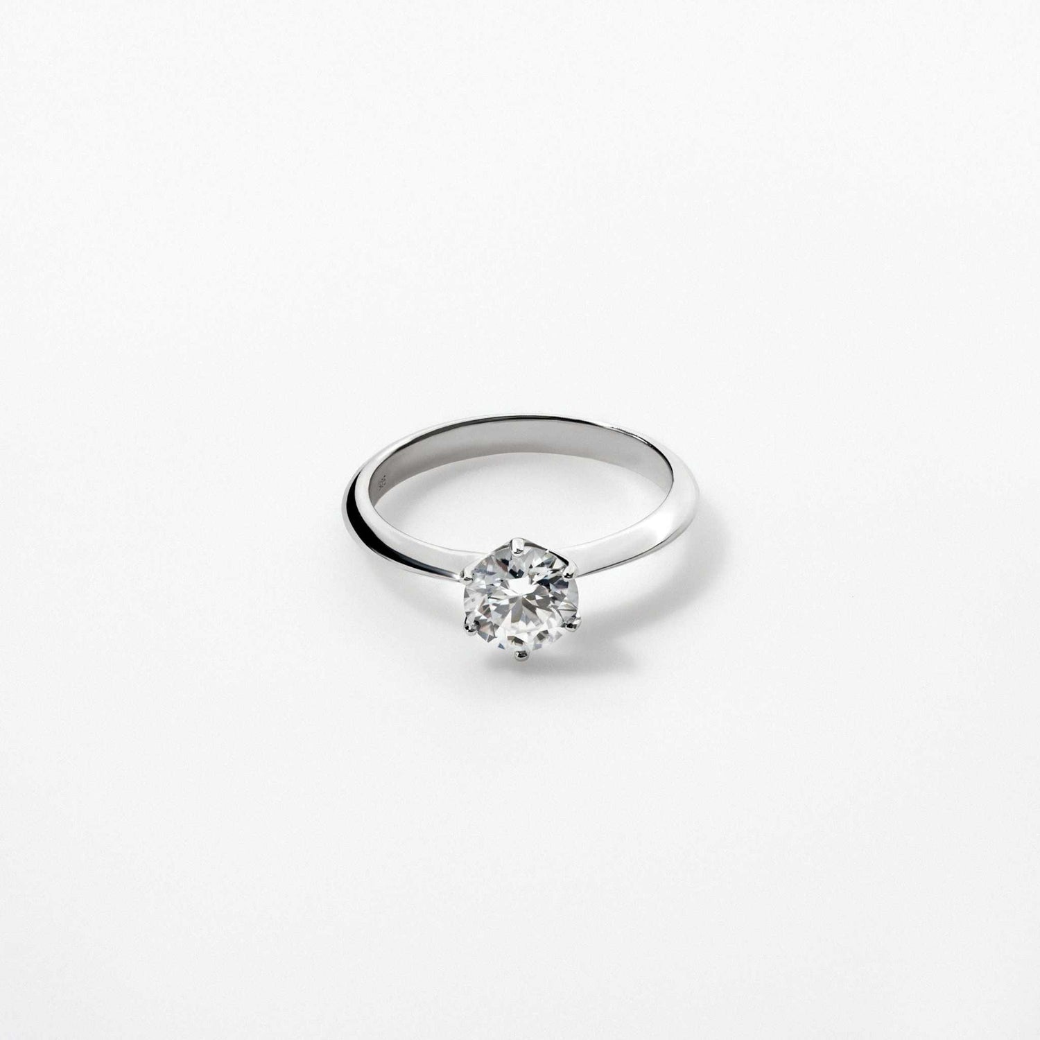 Moissanite 0.5-2 TCW Solitaire Engagement Ring - 925 Sterling Silver - DestGlow