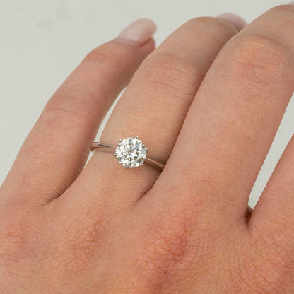 Moissanite 0.5-2 TCW Solitaire Engagement Ring - 925 Sterling Silver - DestGlow
