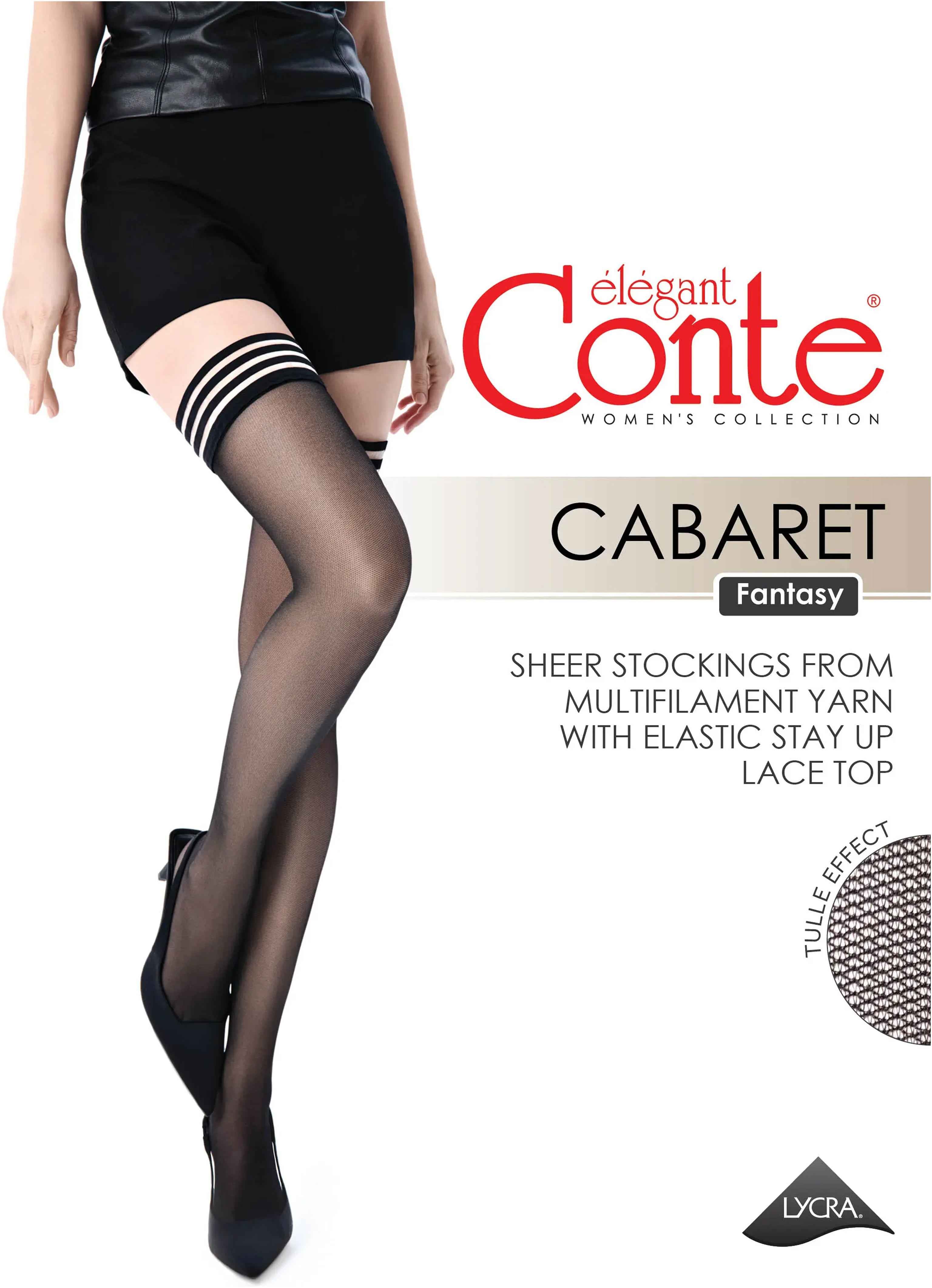 Fantasy Stockings Conte Cabaret - Openwork Elastic Band and Tulle Effect