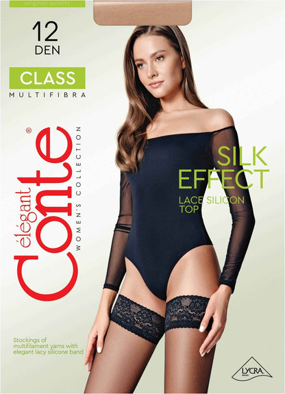 Stockings Conte Class 12 Den - Silicone Lace Top