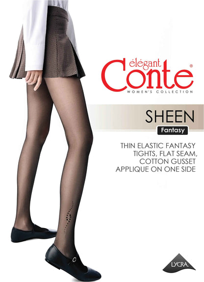 Fantasy Tights Conte Sheen - Flock and Rhinestone Applique