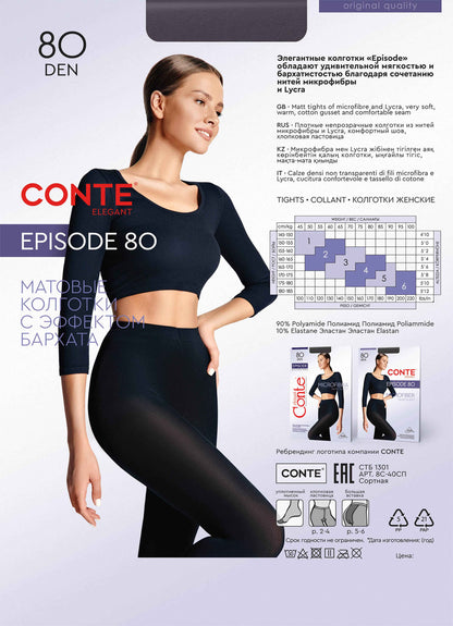 Tights Conte Episode 80 Den - Microfibra Matte Opaque