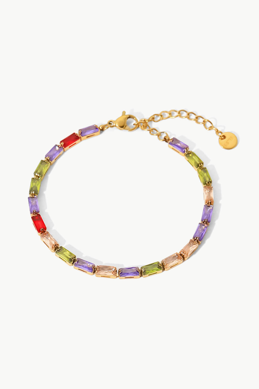 18K Gold Plated Multicolored Cubic Zirconia Bracelet by Sparkala