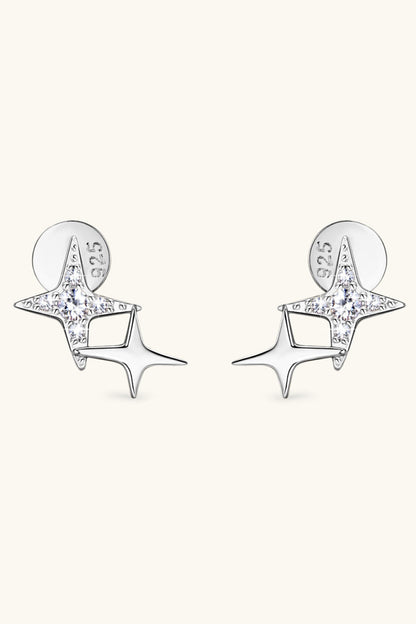 Sparkala™ Platinum-Plated 925 Sterling Silver Star Shape Earrings - DestGlow