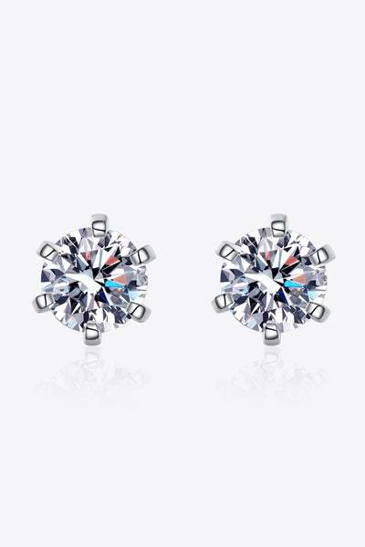 1 Carat Sparkala™ Rhodium-Plated Stud Earrings - DestGlow