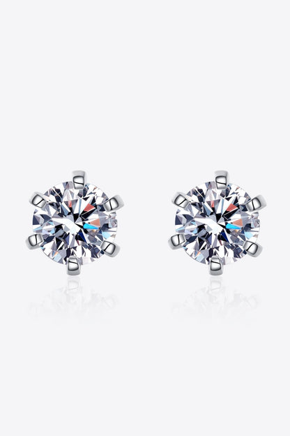 1 Carat Sparkala™ Rhodium-Plated Stud Earrings - DestGlow