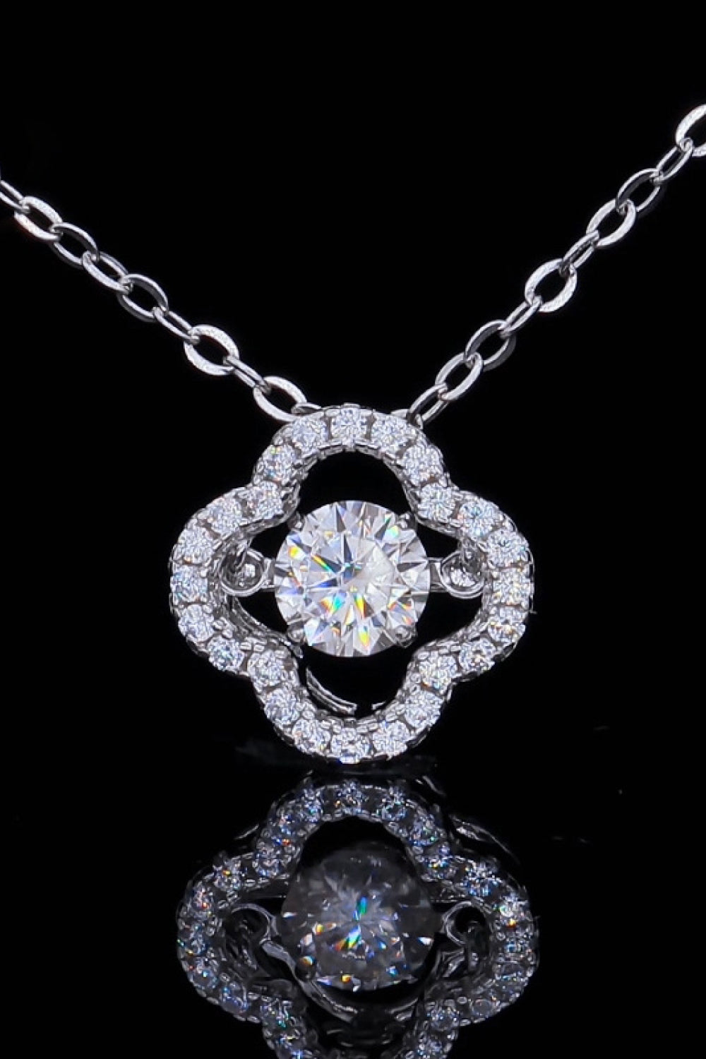 Platinum-Plated 925 Sterling Silver Sparkala™ Flower Pendant Necklace - DestGlow