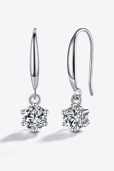 2 Carat Sparkala™ 6-Prong Drop Earrings (Platinum-Plated Fine Silver) - DestGlow