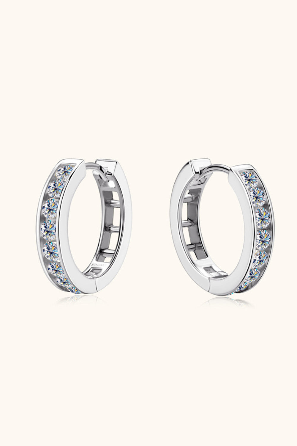 Sparkala™ Platinum-Plated 925 Sterling Silver Huggie Earrings - DestGlow