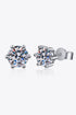 Rhodium-Plated Pure Sterling Silver 6-Prong 2 Carat Sparkala™ Stud Earrings - DestGlow
