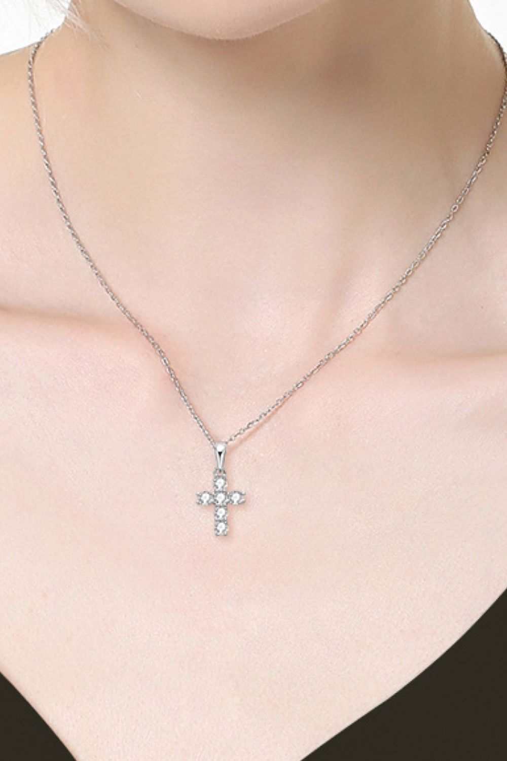 Sparkling Cross Sparkala™ Pendant Necklace (Platinum-Plated Fine Silver) - DestGlow