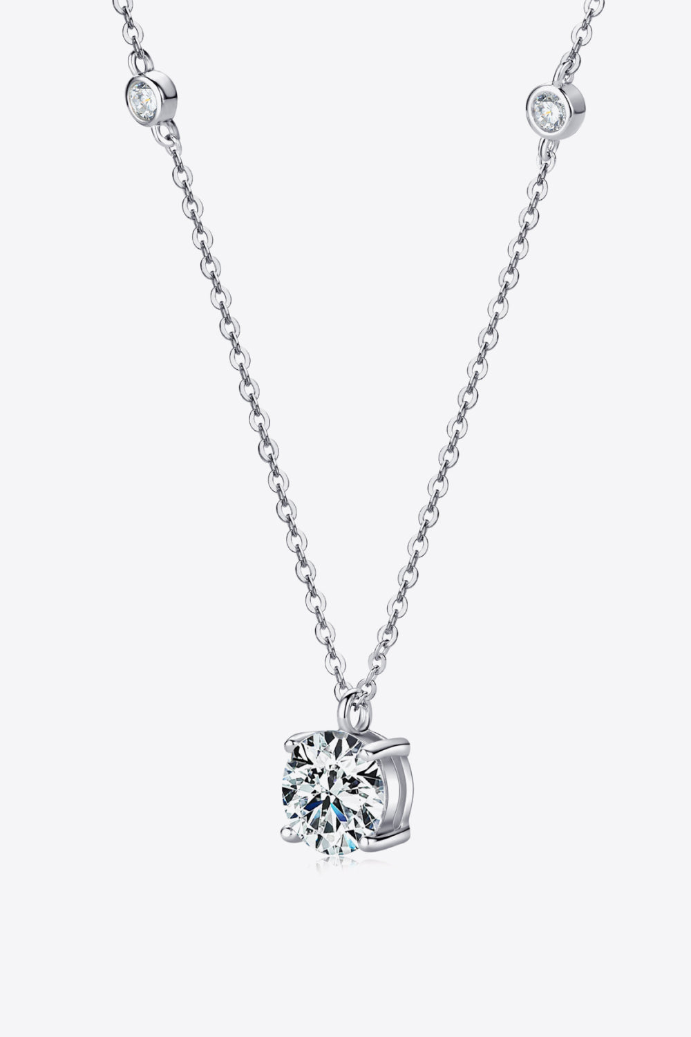 2 Carat Sparkala™ 4-Prong 925 Sterling Silver Necklace (Platinum-Plated Fine Silver) - DestGlow