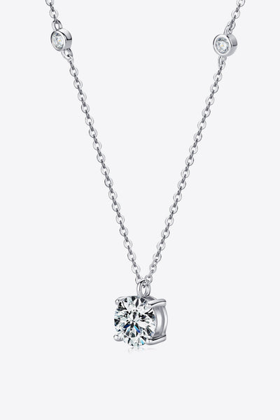 2 Carat Sparkala™ 4-Prong 925 Sterling Silver Necklace (Platinum-Plated Fine Silver) - DestGlow