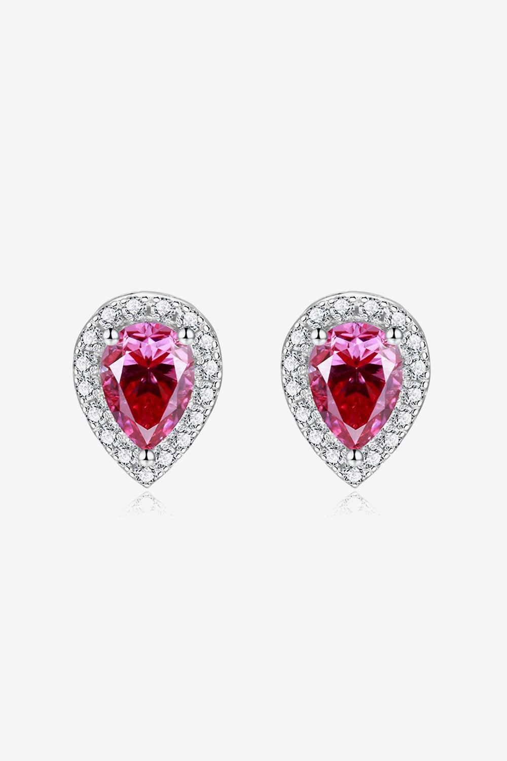 2 Carat Sparkala™ Teardrop Stud Earrings in Rose (Platinum-Plated Fine Silver) - DestGlow