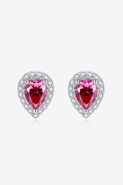 2 Carat Sparkala™ Teardrop Stud Earrings in Rose (Platinum-Plated Fine Silver) - DestGlow