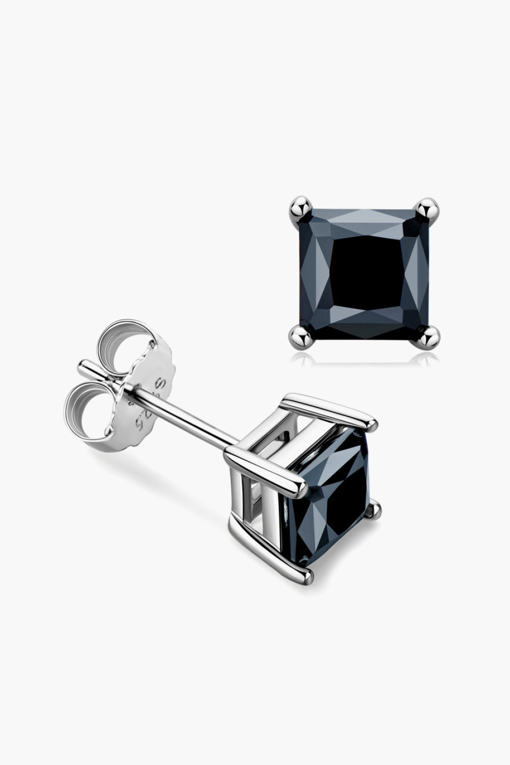 925 Sterling Silver Square Sparkala™ Stud Earrings (Platinum-Plated Fine Silver) - DestGlow