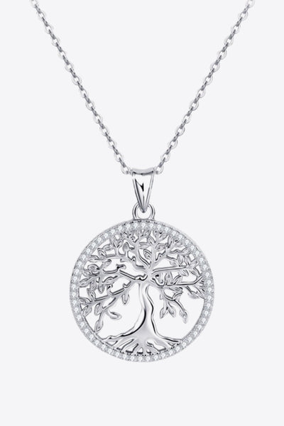 Adored 925 Sterling Silver Sparkala™ Tree Pendant Necklace (Platinum-Plated Fine Silver) - DestGlow