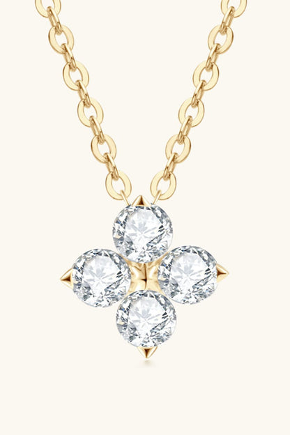 Sparkala™ Four Leaf Clover Pendant Necklace (Platinum-Plated Fine Silver) - DestGlow