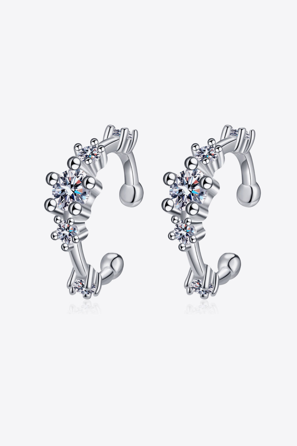 Sparkala™ Rhodium-Plated Cuff Earrings - DestGlow