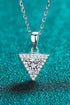 Rhodium-Plated Pure Sterling Silver Triangle Sparkala™ Pendant Necklace - DestGlow