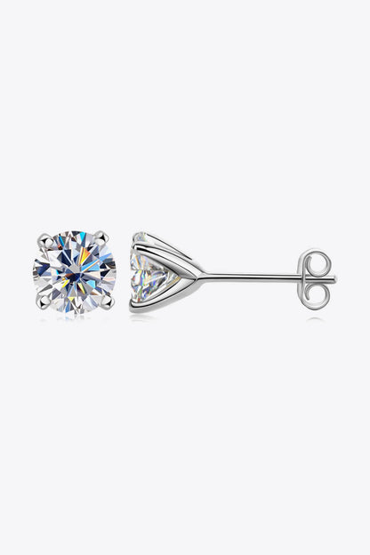 1 Carat Sparkala™ 4-Prong Stud Earrings (Platinum-Plated Fine Silver) - DestGlow