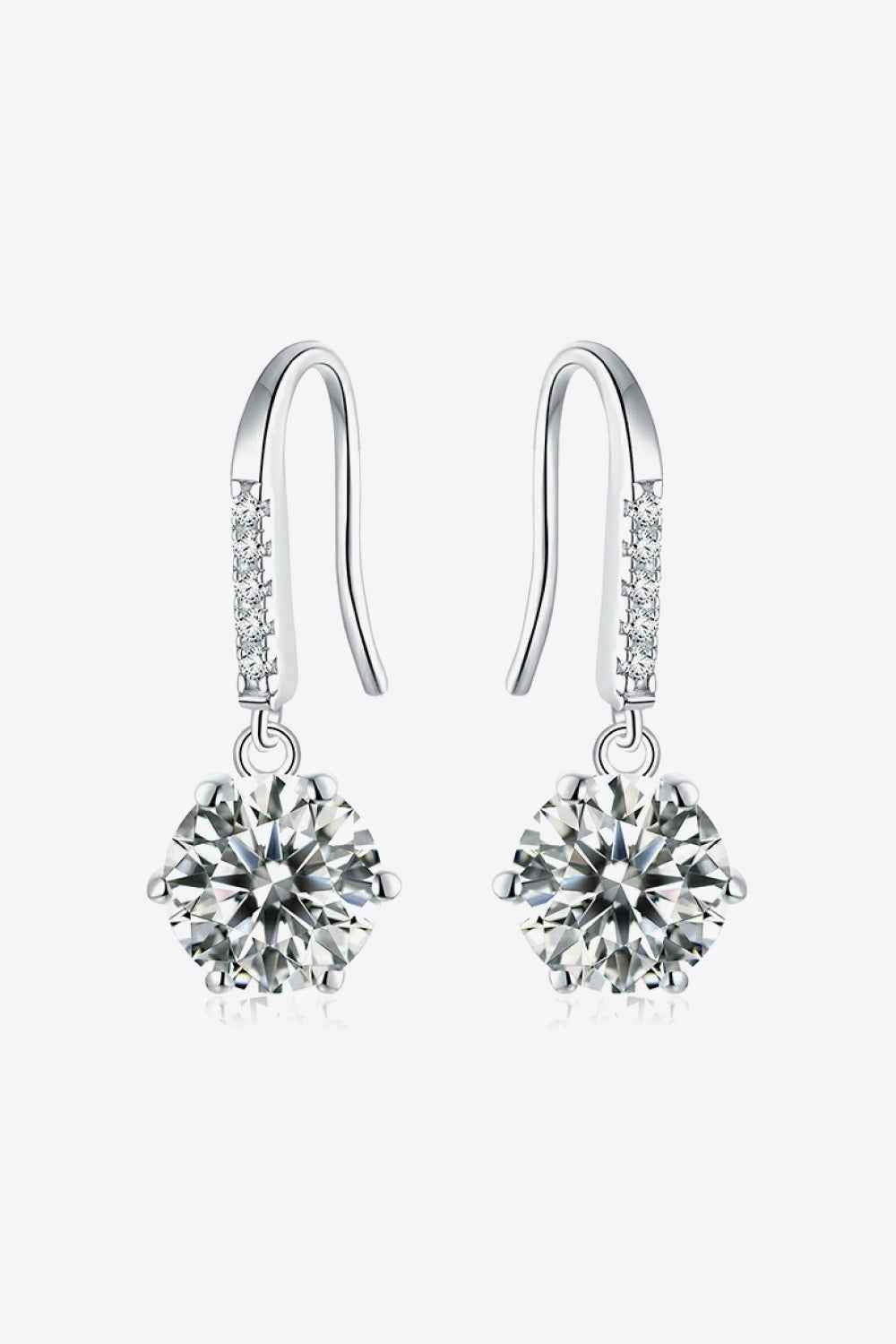 6-Prong Sparkala™ Drop Earrings (Platinum-Plated Fine Silver)