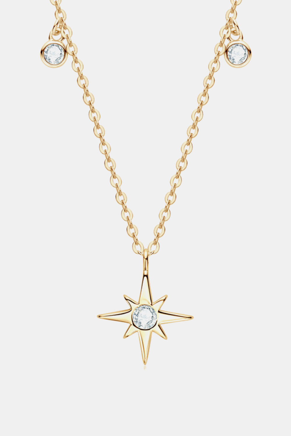 Sparkala™ North Star Pendant Platinum-Plated 925 Sterling Silver Necklace - DestGlow