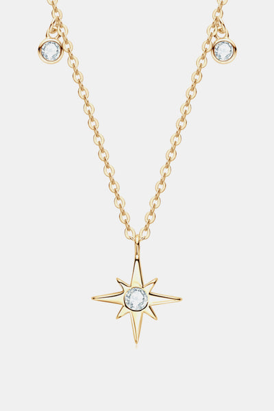 Sparkala™ North Star Pendant Platinum-Plated 925 Sterling Silver Necklace - DestGlow