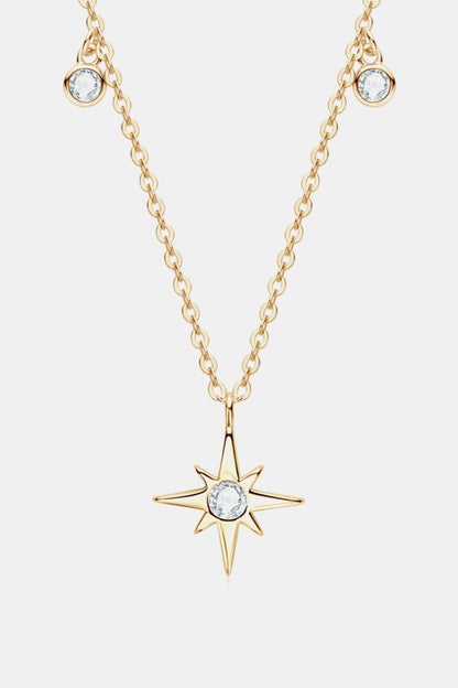 Sparkala™ North Star Pendant Platinum-Plated 925 Sterling Silver Necklace - DestGlow