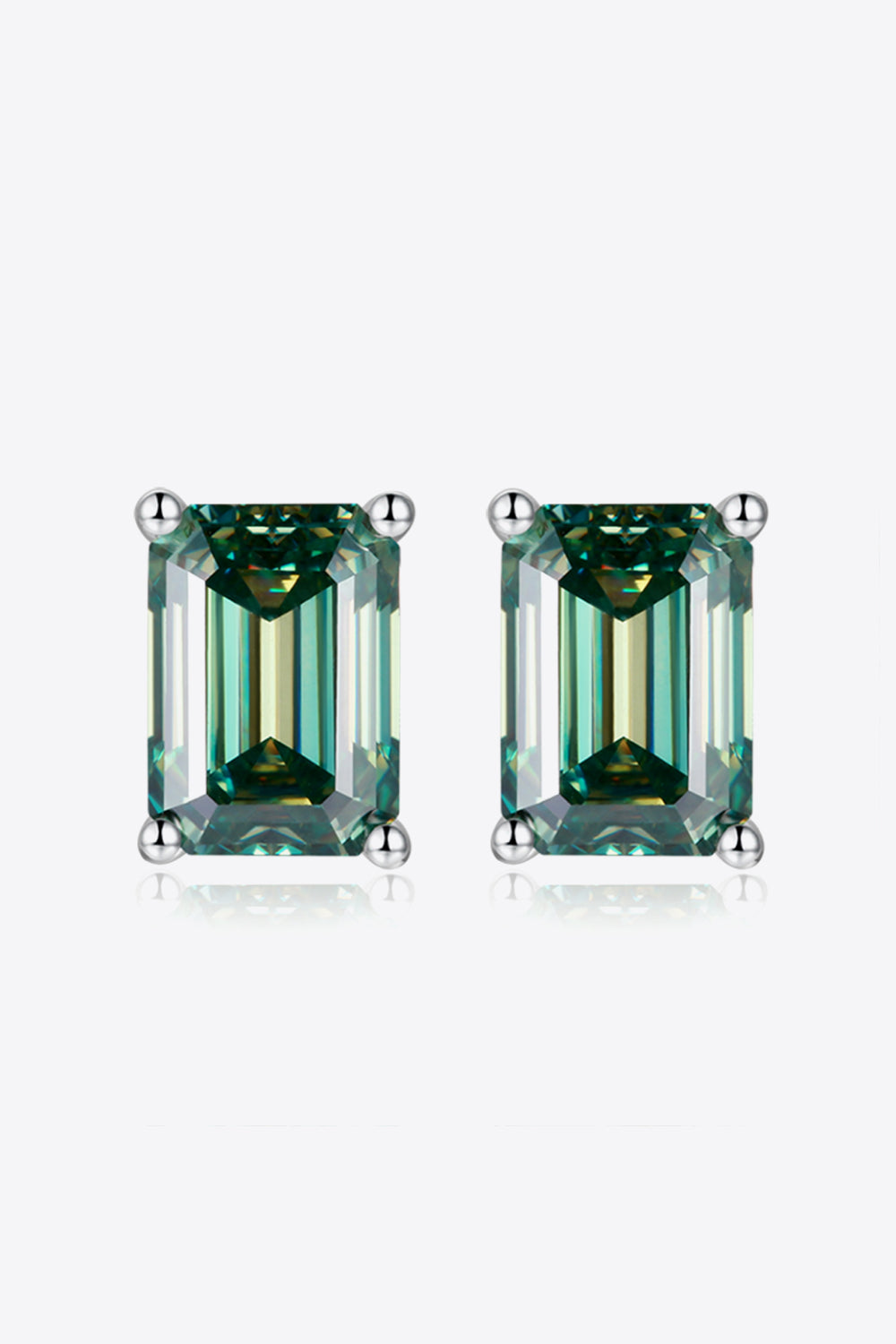 2 Carat Sparkala™ Stud Earrings in Green (Platinum-Plated Fine Silver) - DestGlow
