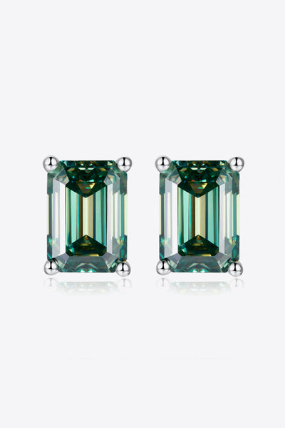 2 Carat Sparkala™ Stud Earrings in Green (Platinum-Plated Fine Silver) - DestGlow