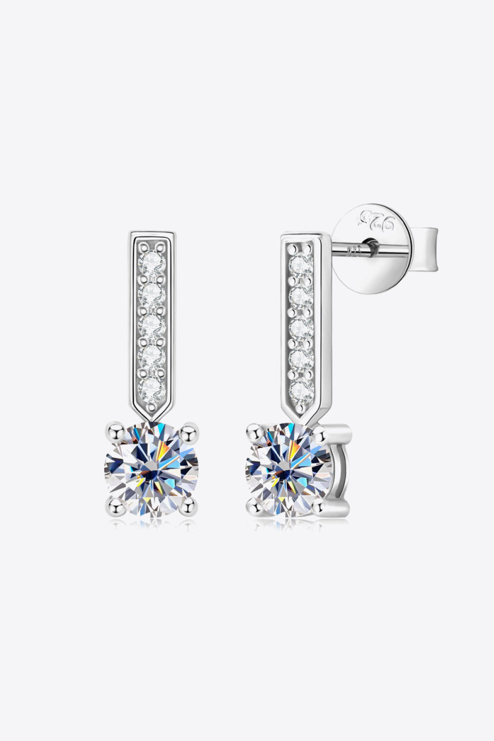Sparkala™ and Zircon 925 Sterling Silver Drop Earrings (Platinum-Plated Fine Silver) - DestGlow
