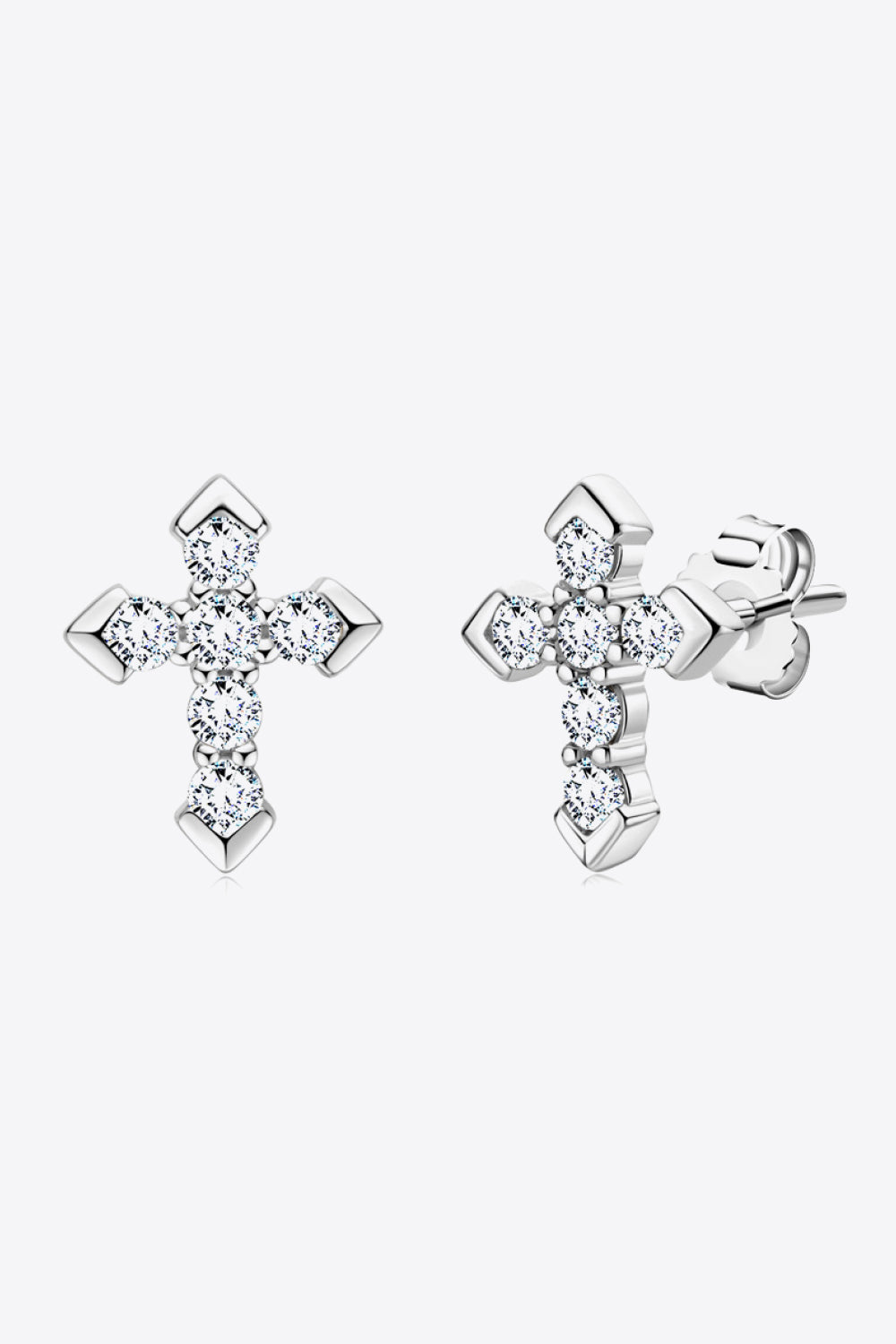 Sparkala™ Cross Stud Earrings (Platinum-Plated Fine Silver) - DestGlow